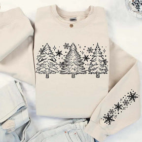 Snow Trees With Sleeve Sweatshirt