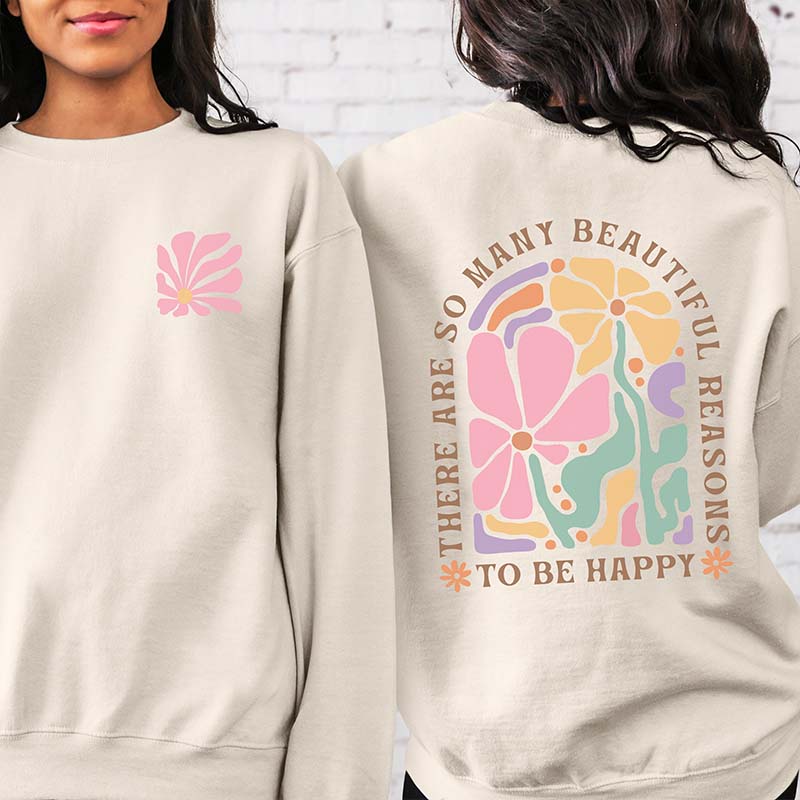 Retro Flower Happiness Positive Sweatshirt