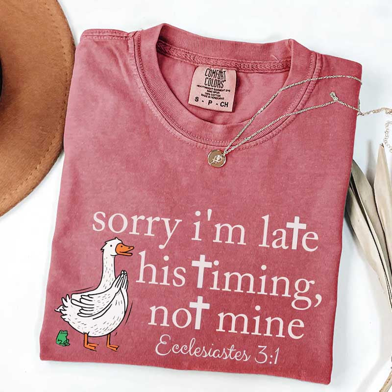 Sorry I'm Late Bible Verse Minimalist Goose T-Shirt