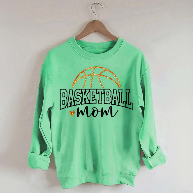 Glitter Basketball Mom Printed Sweatshirt