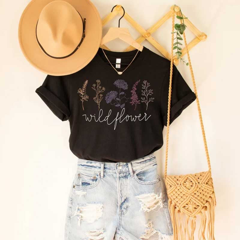 Wildflower Thankful Grateful Blessed T-Shirt