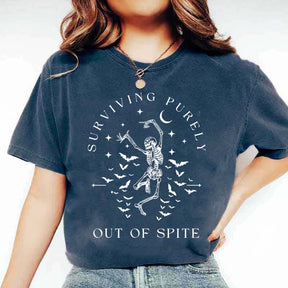 Surviving Purely Out Of Spite Skeleton Bat T-Shirt