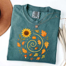 Spiral Sunflower Pumpkin Fall T-Shirt