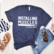 Humorous Gym Installing Muscles T-Shirt