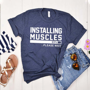 Humorous Gym Installing Muscles T-Shirt