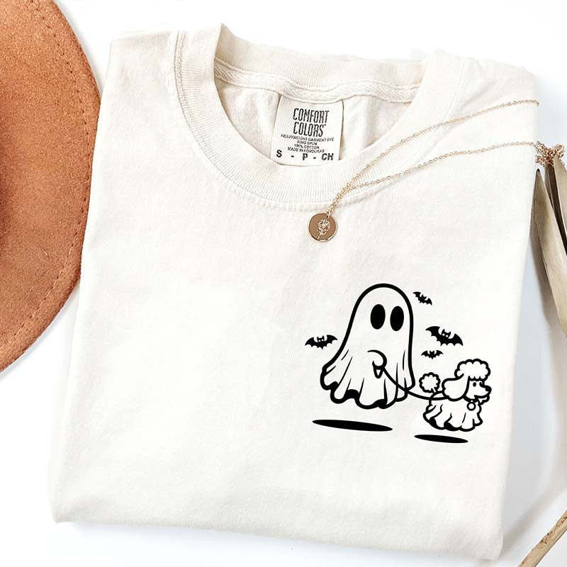 Ghost Dog And Bat Halloween T-Shirt