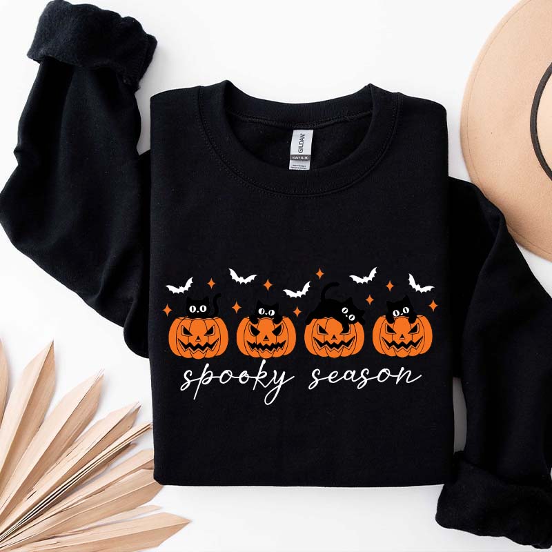 Spooky Season Black Cats Pumpkin Sweatshirt