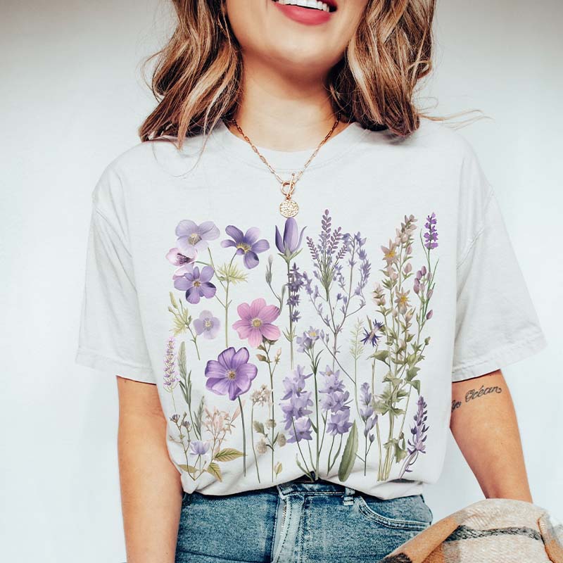 Boho Flowers Lavender T-Shirt