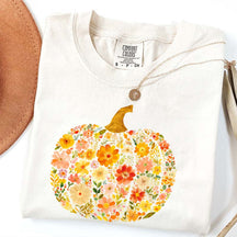 Flowers Pumpkin Comfort Colors T-Shirt