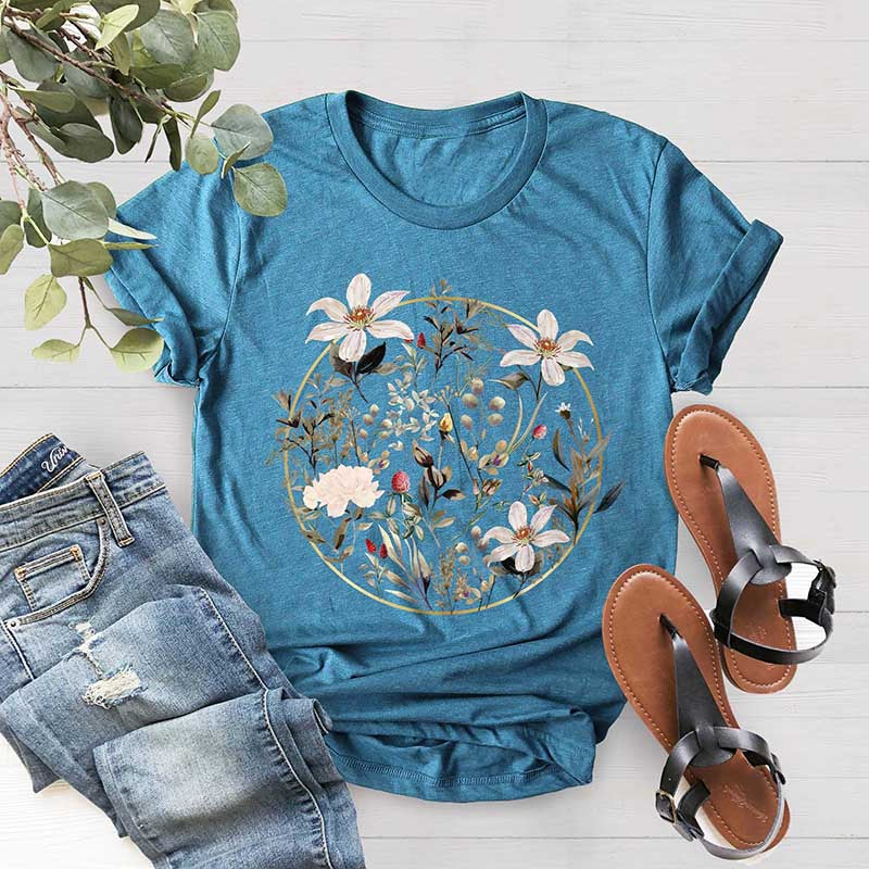 White Wild Floral Flower T-Shirt