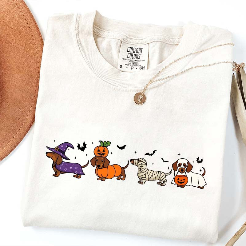 Dachshund Cute Ghost Dogs Halloween T-Shirt