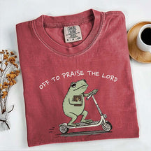 Funny Frog Off To Praise The Lord T-Shirt