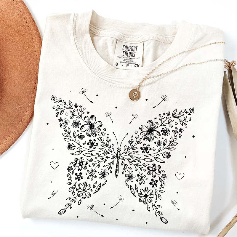 Floral Butterfly Dandelion Wildflower T-Shirt