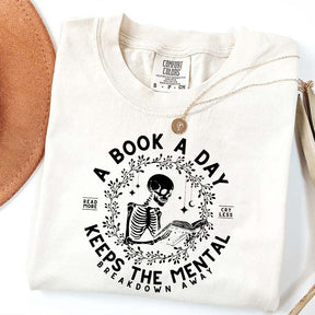 A Book a Day Skeleton Floral T-Shirt