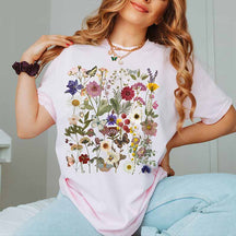 Vintage Pressed Flowers Cottagecore Blossom T-Shirt
