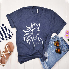 Simple Floral Horse T-Shirt