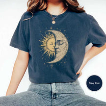 Hippie Mystical Sun And Moon Face T-Shirt