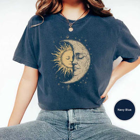 Hippie Mystical Sun And Moon Face T-Shirt