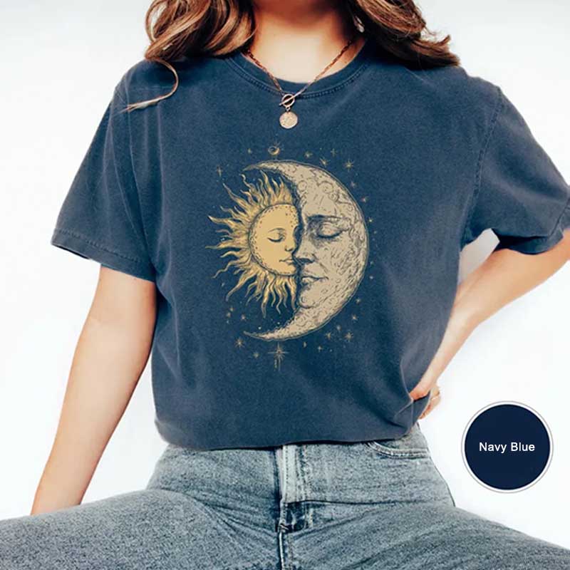 Hippie Mystical Sun And Moon Face T-Shirt