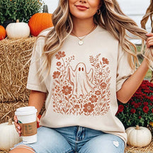 Comfort Colors Floral Ghost Halloween Cute T-Shirt
