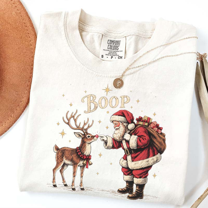 Vintage Santa Reindeer Christmas Boop T-Shirt