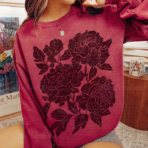 Vintage Linocut Flower Sweatshirt