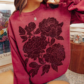 Vintage Linocut Flower Sweatshirt