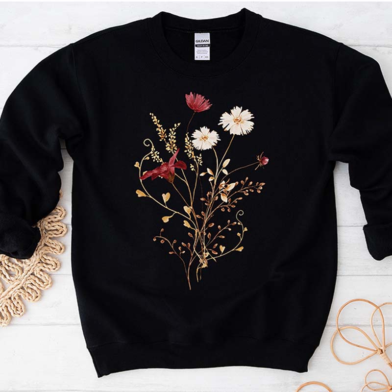 Autumn Fall Watercolor Wildflower Sweatshirt