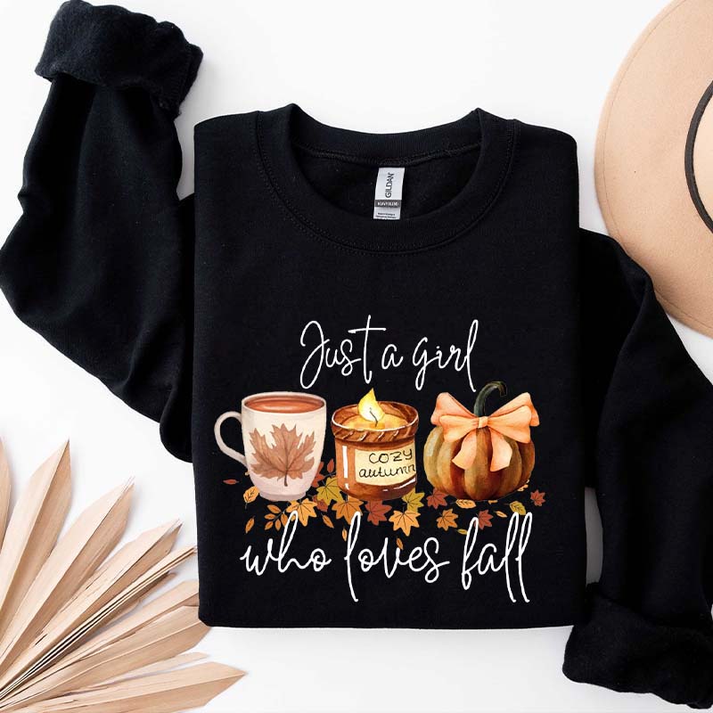 Just A Girl Who Loves Fall Football Coffee Sweatshirt
