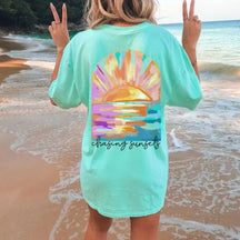 Coconut Girl Sunset Summer Vibes Surf T-Shirt