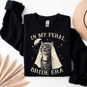 Retro Comfort Bride Wedding Cat Lover Sweatshirt