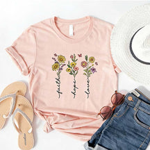Faith Hope Love Wildflower T-Shirt
