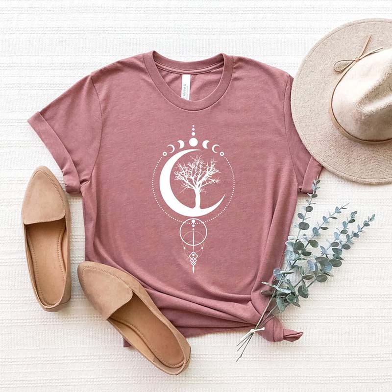 Mystical Moon Phases Yoga T-Shirt