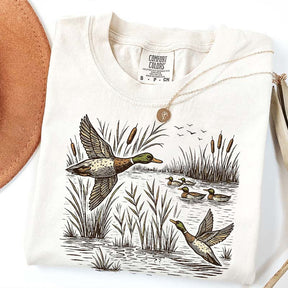 Retro Flying Mallard Duck T-Shirt