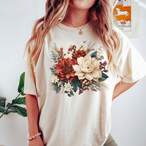 Christmas Flowers Comfort Colors T-Shirt