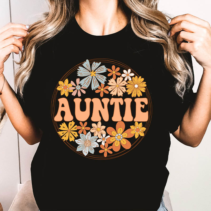 Floral Aunt Groovy Gift T-Shirt