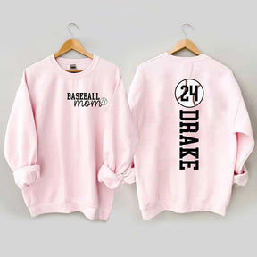 Custom Baseball Name And Number Mom Sweatshirt