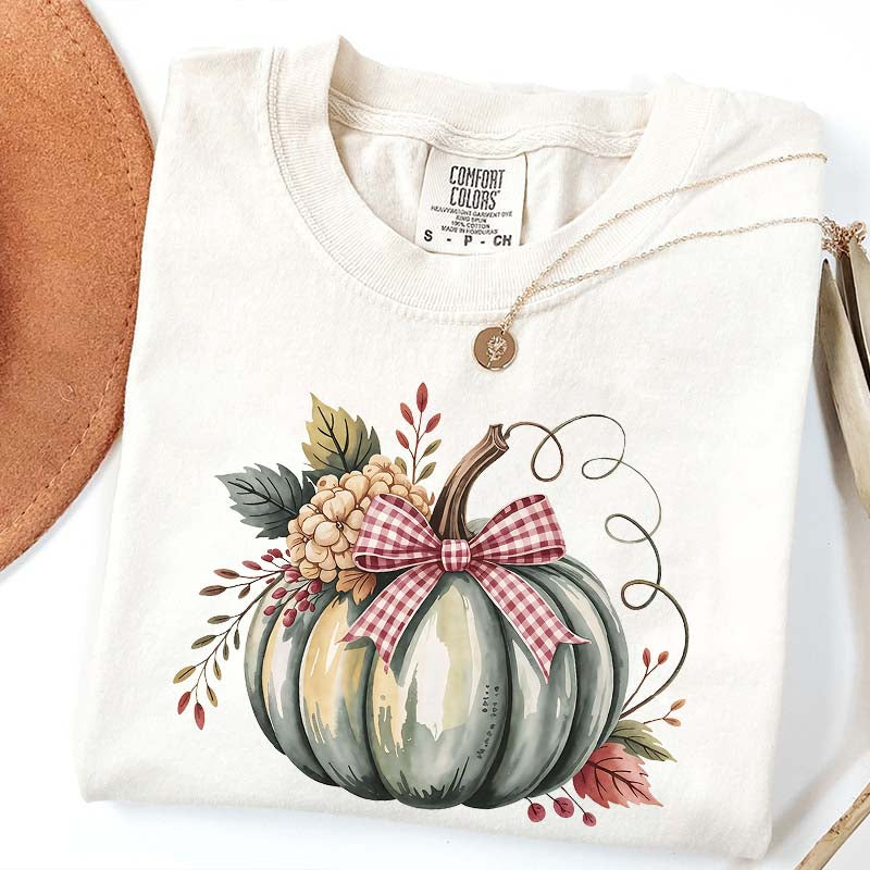 Watercolor Pumpkin Womens Halloween T-Shirt