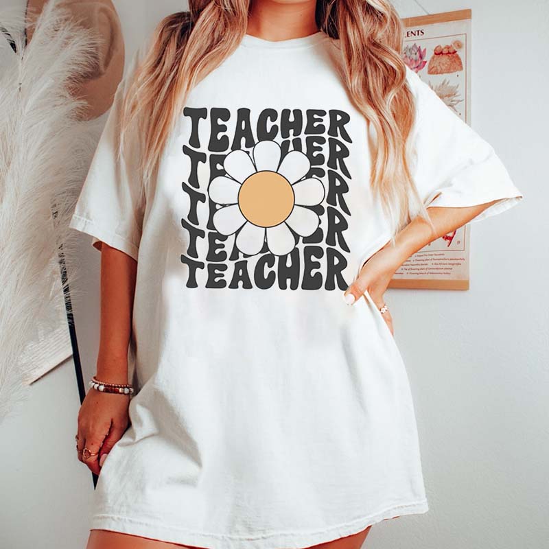 Teacher Daisy Floral T-Shirt