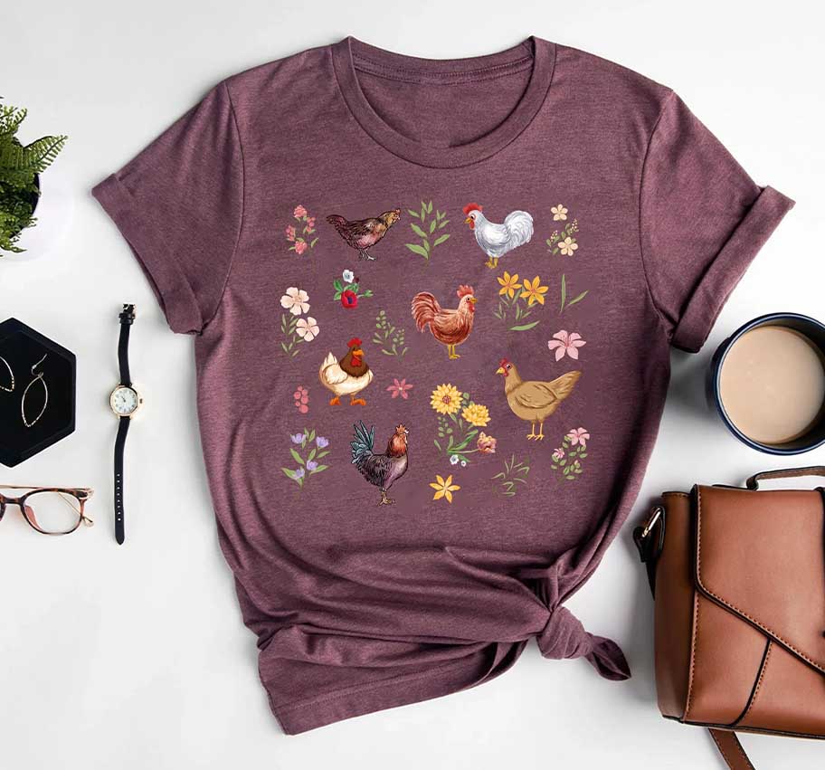 Wildflower Chicken Lover Farm Girl T-Shirt