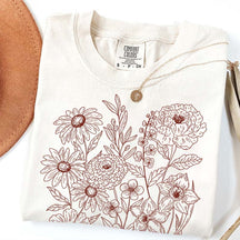 Vintage Pressed Flowers Minimalist Line T-Shirt