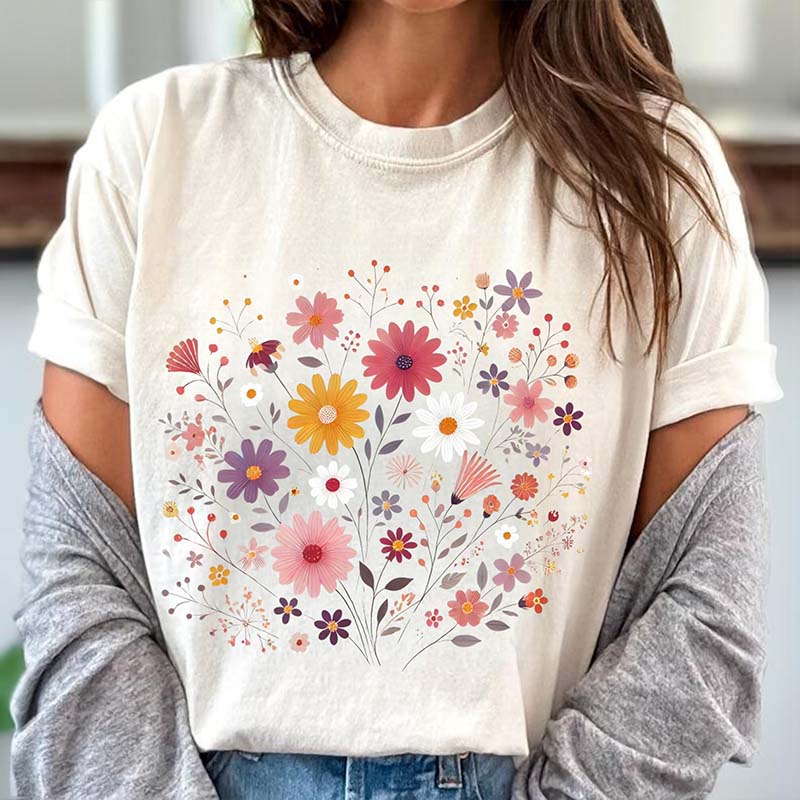 Cottagecore Pink Flower Boho Wildflower T-Shirt