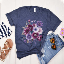 Vintage Pressed Botanical Purple Flowers T-Shirt