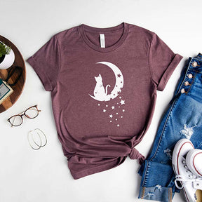 Floral Moon Cat T-Shirt