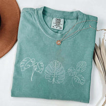 Line Art Flower Leaves T-Shirt