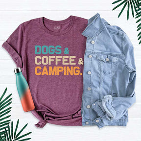 Dogs Coffee Camping Vacation T-Shirt