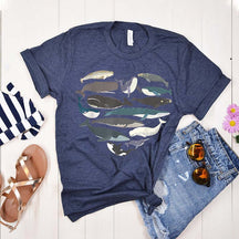 Whale Heart Graphic Ocean Lover T-Shirt