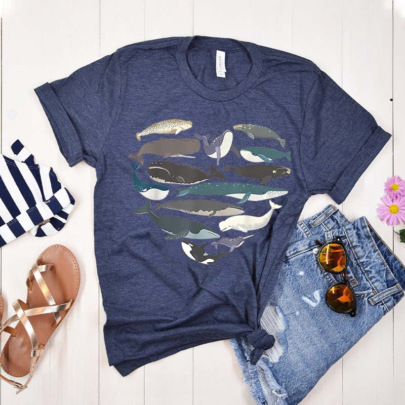 Whale Heart Graphic Ocean Lover T-Shirt