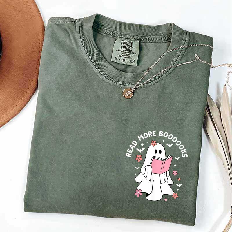 Ghost Reading Books Bookish Halloween T-Shirt