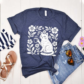 Boho Cat Coffee Lover T-Shirt